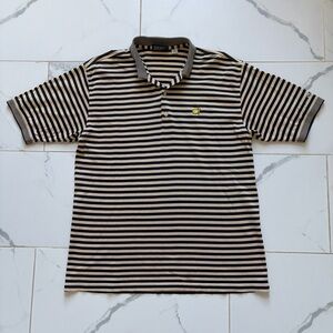 Masters Collection Striped Short Sleeve Polo Shirt Mens Size L Black Yellow PGA